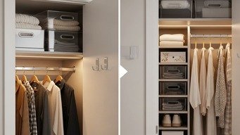 Organize com Caixas Decorativas e Ganchos Invisíveis