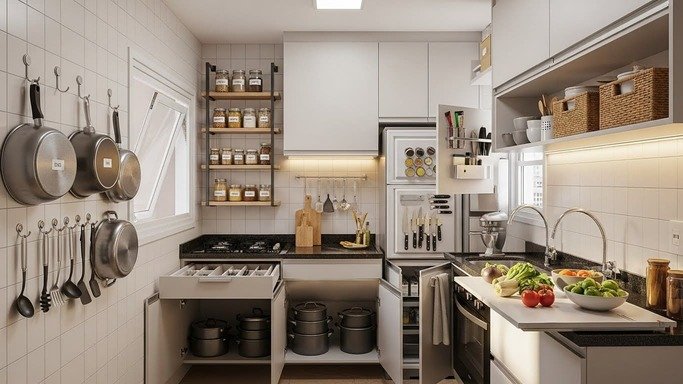 Organização de Cozinha Pequena: 10 Hacks para Organização Funcional