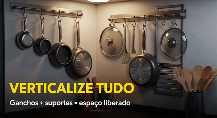 Pare de empilhar panela: use ganchos e suportes verticais