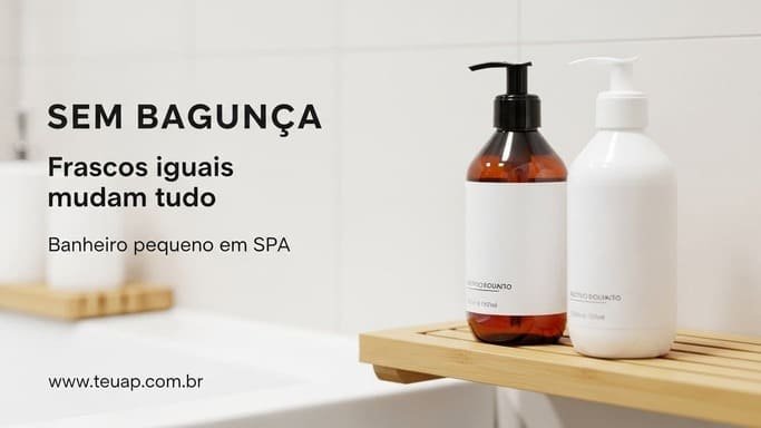 Frascos padronizados (âmbar ou branco): menos poluição visual