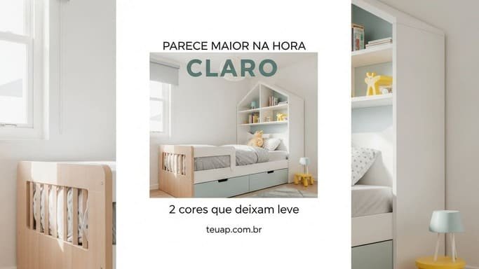 Paleta clara + 2 pontos de cor (parece maior e mais calmo)