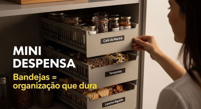 Transforme uma prateleira em “mini despensa” com bandejas