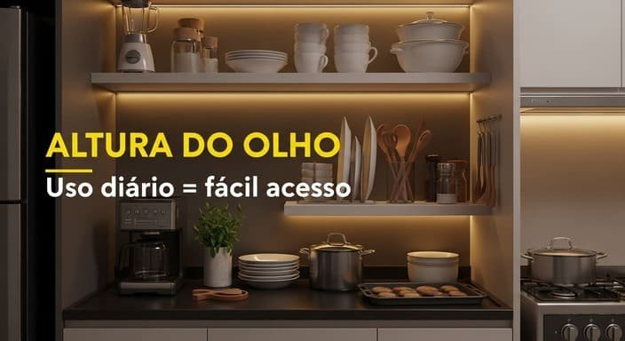 Deixe o que você mais usa “na altura do olho”