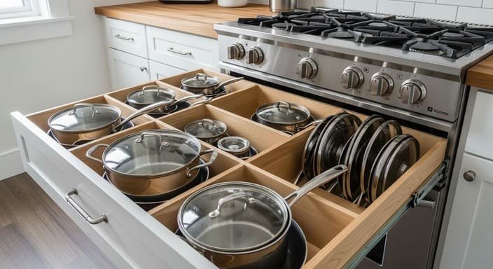 Gavetas sob o Fogão para Panelas
