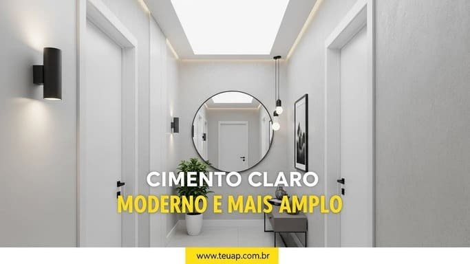 Branco gelo + cimento queimado claro (moderno e amplo)
