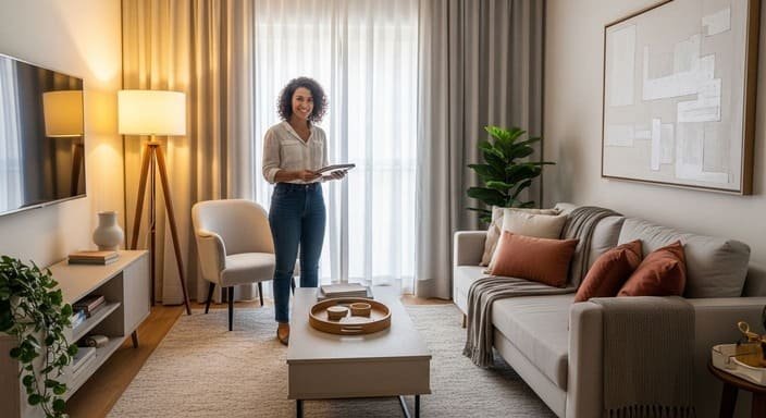 Sala simples que virou aconchegante com poucos ajustes