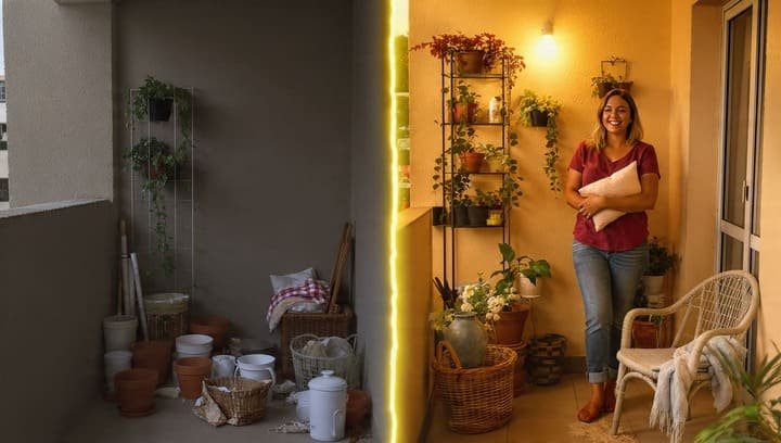 Antes e depois: varanda pequena organizada em 30 minutos