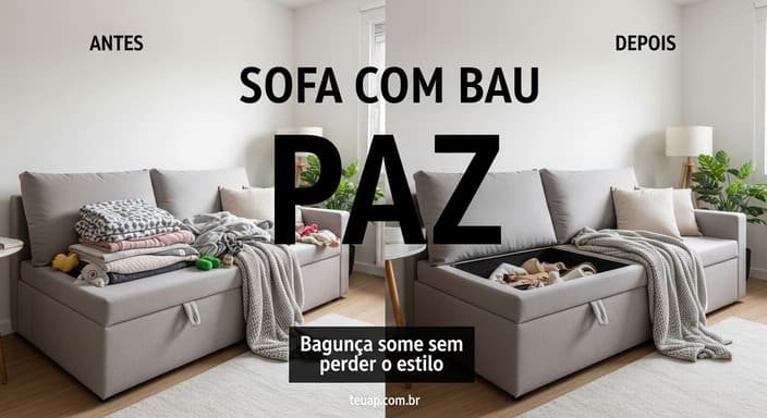 Sofá com baú (o salvador das mantas, brinquedos e “coisas sem casa”)