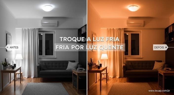 Troque a “luz de hospital” por luz quente (sem complicar)