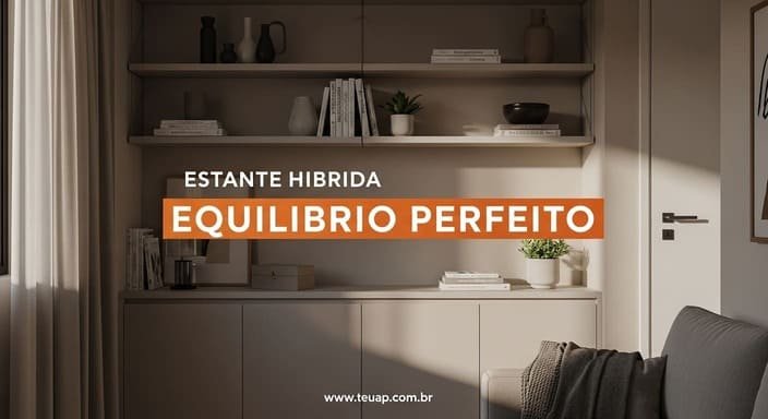 Estante “híbrida” (aberta + fechada): equilíbrio entre decorar e esconder