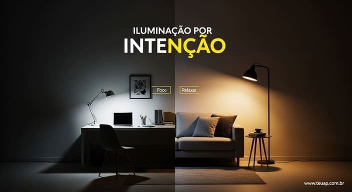 Use iluminação por intenção: foco para trabalhar, aconchego para desligar