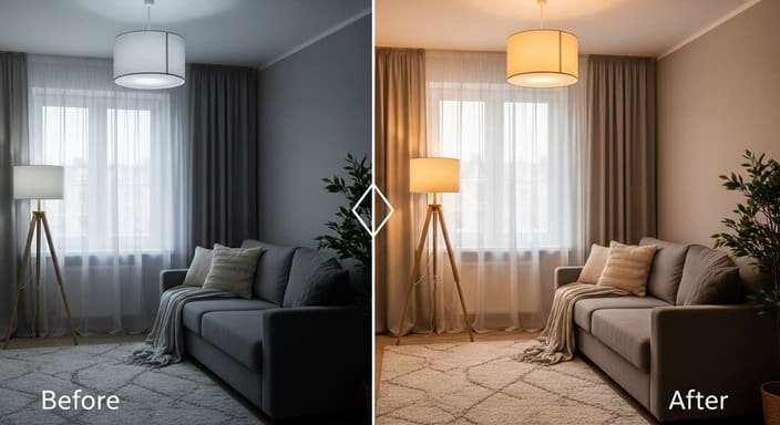 Antes e depois: como iluminação e tecidos mudam tudo