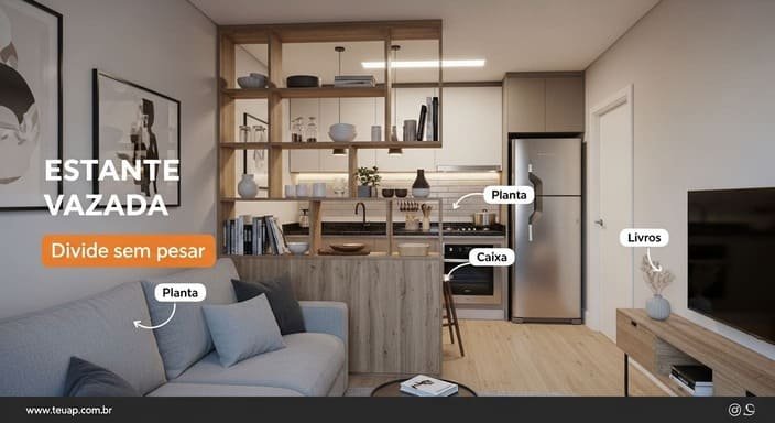 Estante vazada: a divisória que não pesa