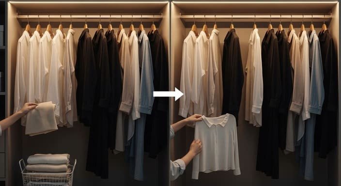 Aplique o “1 entra, 1 sai” no que ocupa volume (roupas, potes, cosméticos)