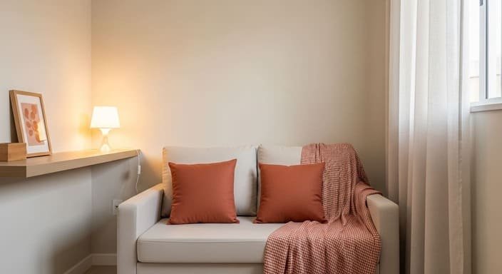 Paleta neutra com ponto de cor: aconchego sem bagunça