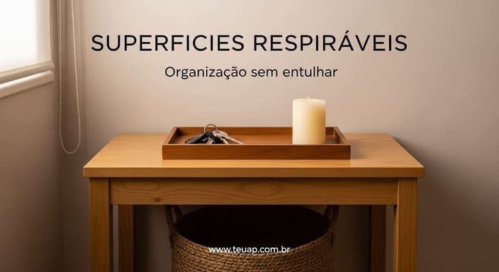 Faça “superfícies respiráveis”: 1 bandeja por área para organizar sem entulhar