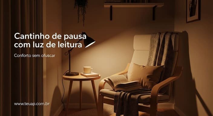 Tenha um “cantinho de pausa” com luz de leitura (sem virar escritório)