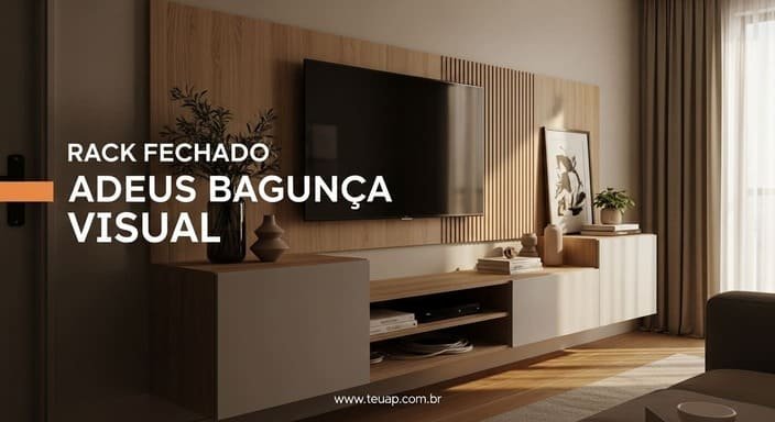 Rack/painel com portas fechadas: adeus miudezas aparecendo