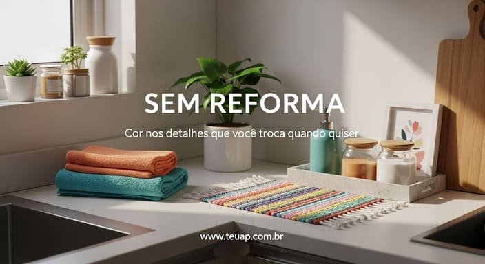 Cozinha e banheiro: cor em detalhes que você troca quando quiser