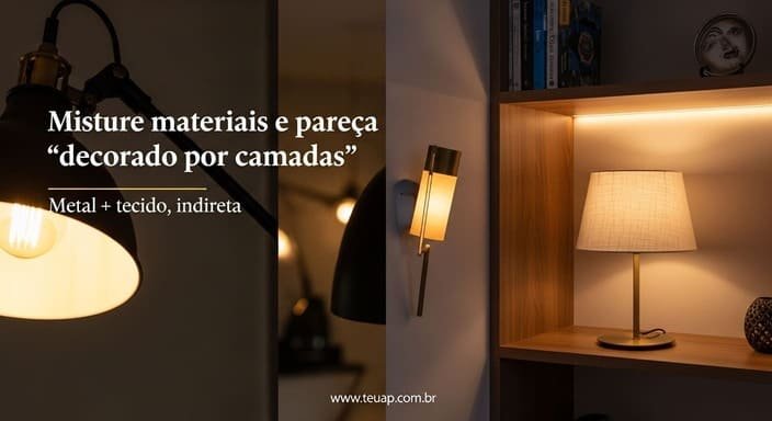 Misture materiais de luminárias para parecer “decorado por camadas”