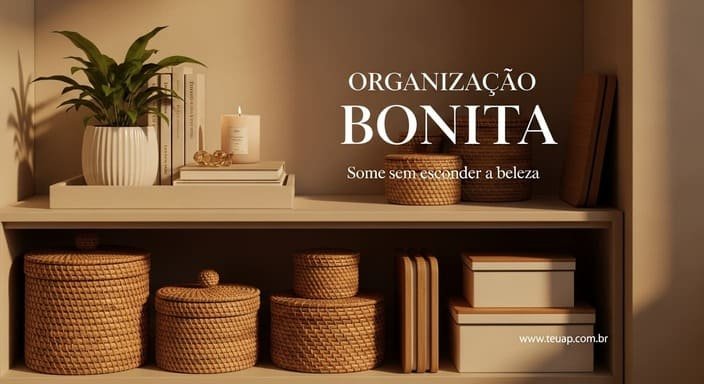 Organização bonita: cestos, bandejas e caixas com “cara de decoração”