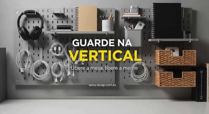 “Guarde na vertical”: painéis, ganchos e prateleiras mudam tudo