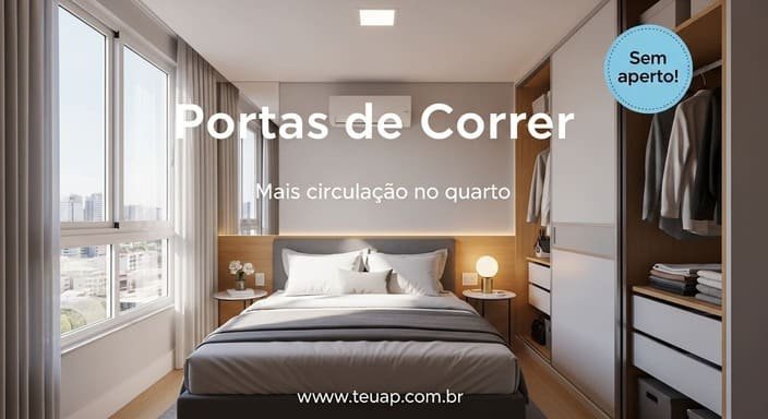 Guarda-roupa com portas de correr: circulação livre e menos impacto visual