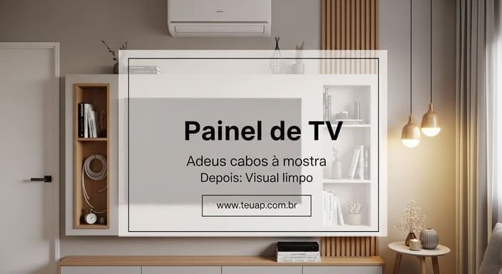 Painel de TV com nichos (e passa-fio): adeus “ninho de cabos”