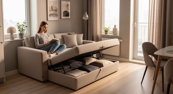 Sofá Retrátil com Baú: Organização Oculta