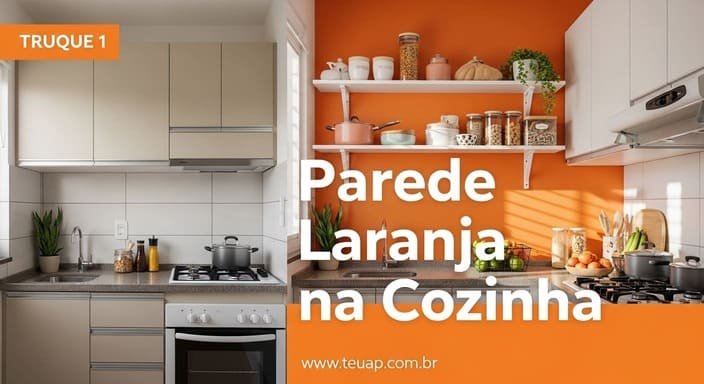 Parede Laranja na Cozinha (fonte maior em laranja sobre fundo neutro).