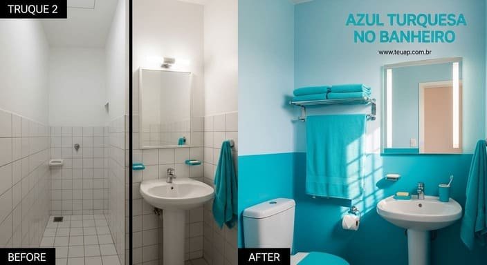 Azul Turquesa em Banheiro para Sensação de Frescor