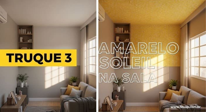 Amarelo Soleil em Sala para Ilusão de Altura