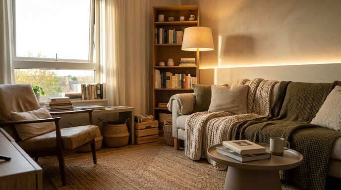 A tríade do aconchego: luz + textura + organização