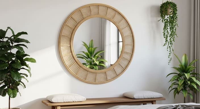 Espelhos com Molduras Naturais: Ampliando Espaços com Estilo