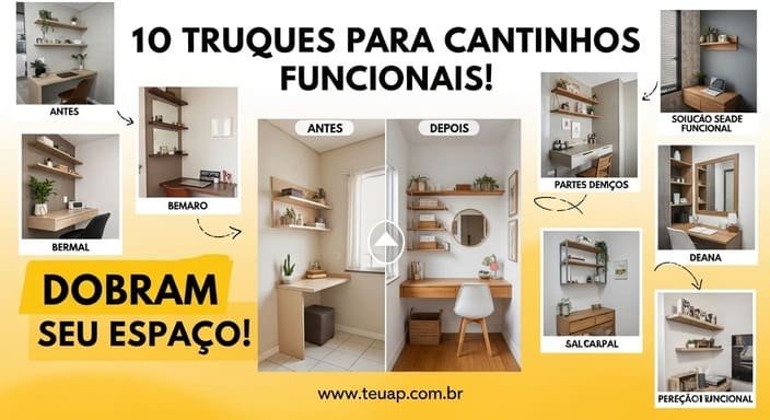 10 Truques para Cantinhos Funcionais que Dobram Seu Espaço Pequeno