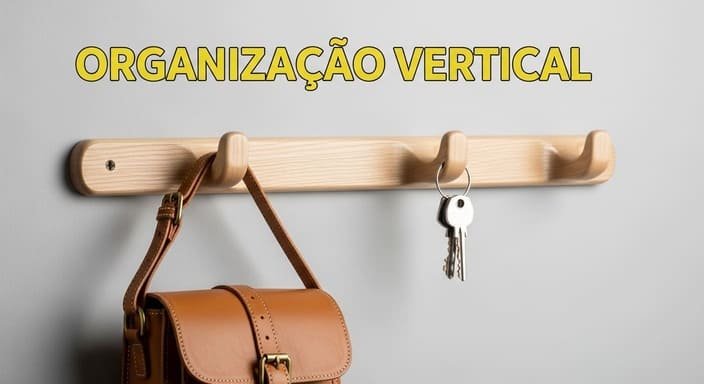 Suba a Organização: Ganchos liberam o chão e organizam bolsas.
