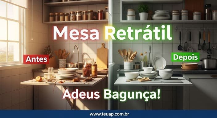 Mesa Retrátil na Parede: Adeus Bagunça na Cozinha