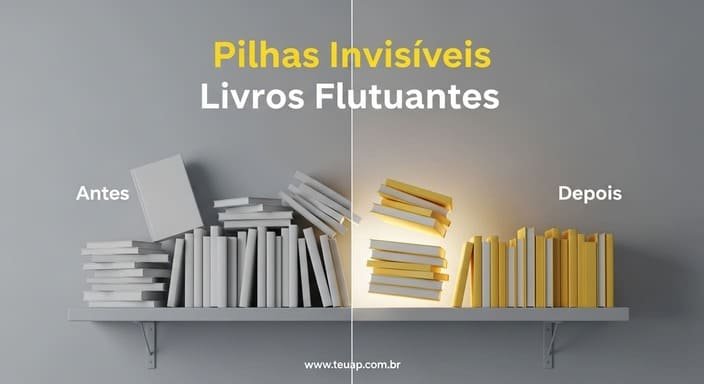 Pilhas de Livros com Suportes Invisíveis