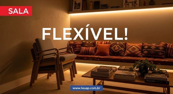 Sala com Poltronas Dobráveis e Luz LED