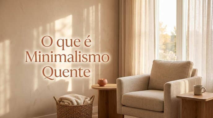 Seção explicativa sobre o que é minimalismo quente na decoração