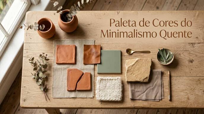 Paleta de cores do minimalismo quente com tons terrosos e neutros aquecidos