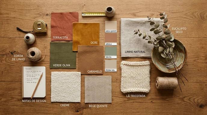 Cores que aquecem: paleta terrosa e neutra
