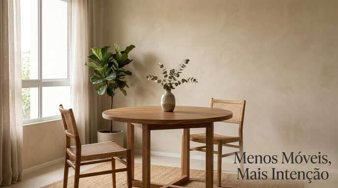 Conceito de menos móveis com mais intenção e propósito no minimalismo quente