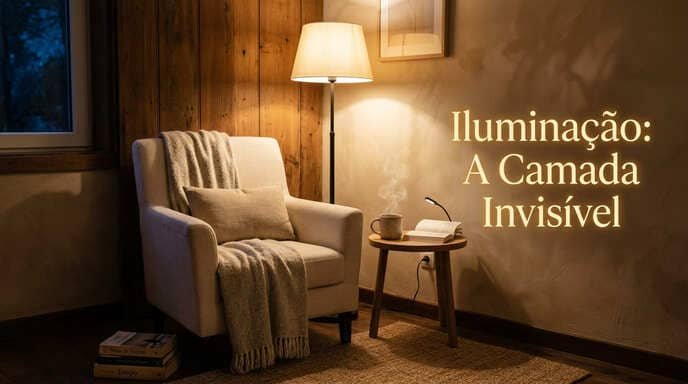 Iluminação indireta e quente como elemento essencial do minimalismo quente