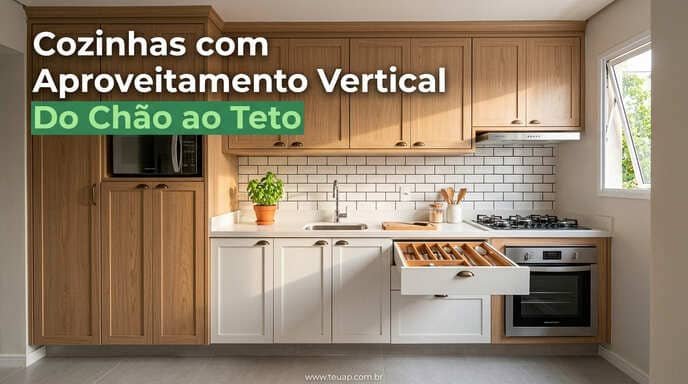 Cozinha Vertical: Armários do Chão ao Teto