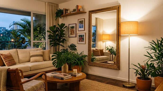 Espelhos Estratégicos: Como Dobrar a Luz do Ambiente