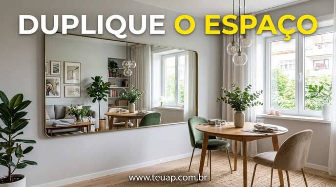 Espelhos Posicionados para Duplicar o Ambiente