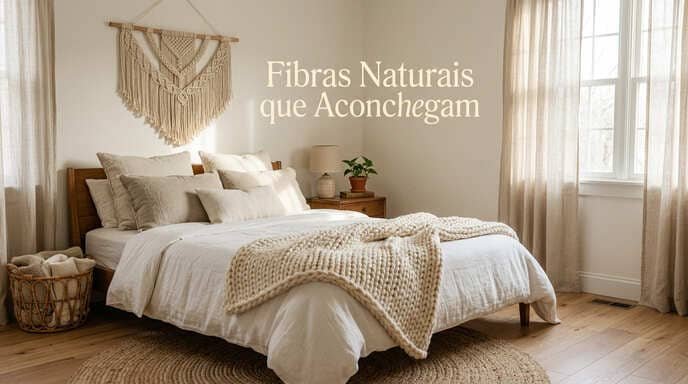 Fibras naturais como linho, tricô e sisal no minimalismo quente