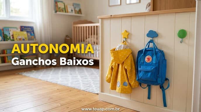 Ganchos e Cabideiros na Altura dos Olhos da Criança