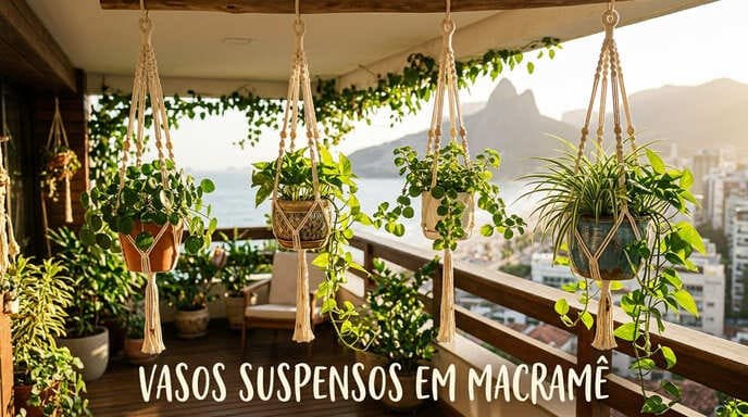 Vasos Suspensos em Macramê